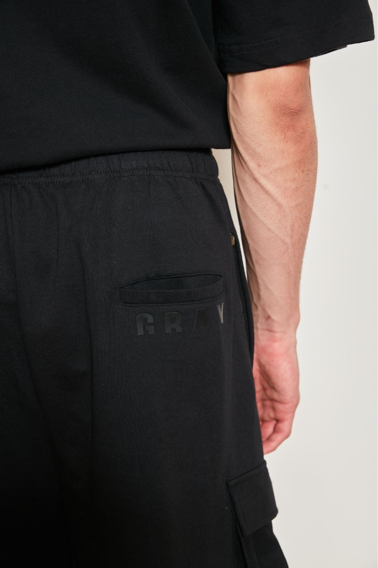 Black Brushed Cargo Shorts