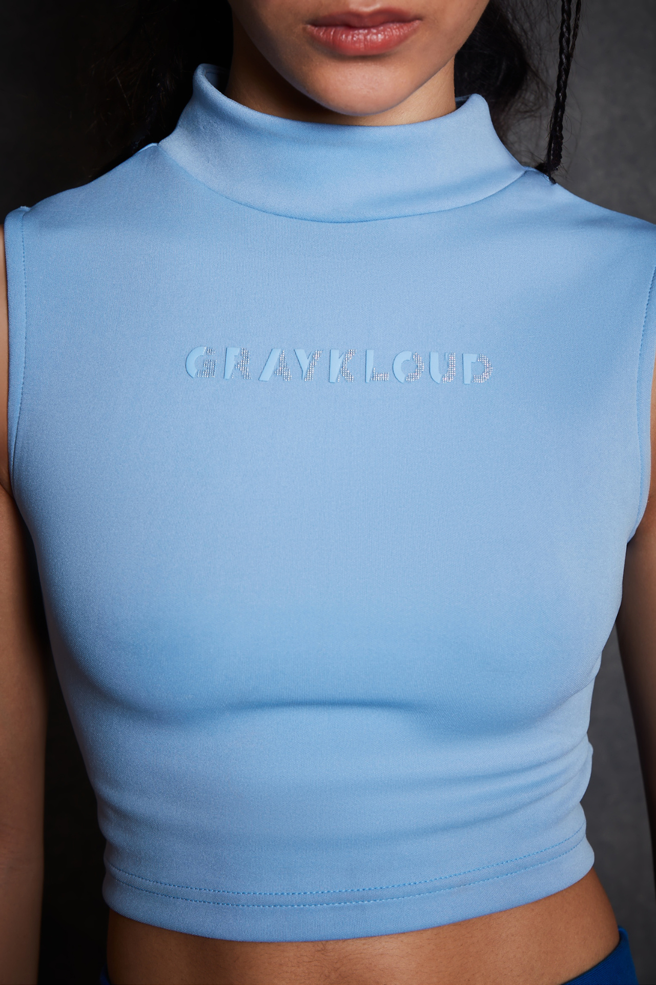 Strappy Back Crop Top ( Sky Blue )
